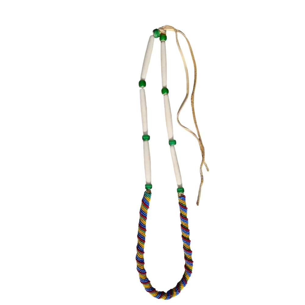 Handcrafted Bone & Beaded Necklace Tribal Boho Statement Jewelry